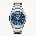 Emporio Armani Valente Quartz Blue Dial Silver Steel Strap Watch For Men - AR11085