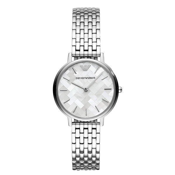 Emporio Armani Kappa Mother of Pearl Dial Silver Steel Strap Watch For Women - AR11112