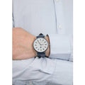 Emporio Armani Renato White DIal Blue Leather Strap Watch For Men - AR11119