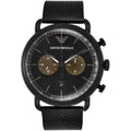 Emporio Armani Aviator Black Dial Black Mesh Bracelet Watch For Men - AR11142