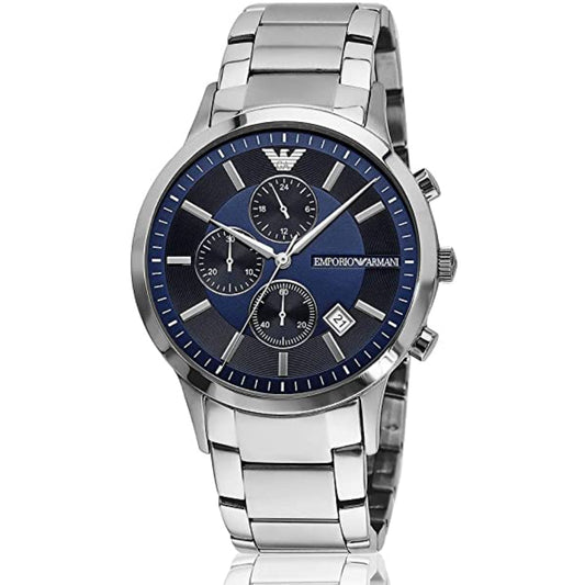 Emporio Armani Renato Chronograph Blue Dial Stainless Steel Strap Watch For Men - AR11164