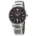 Emporio Armani Renato Quartz Black Dial Silver Steel Strap Watch For Men - AR11179