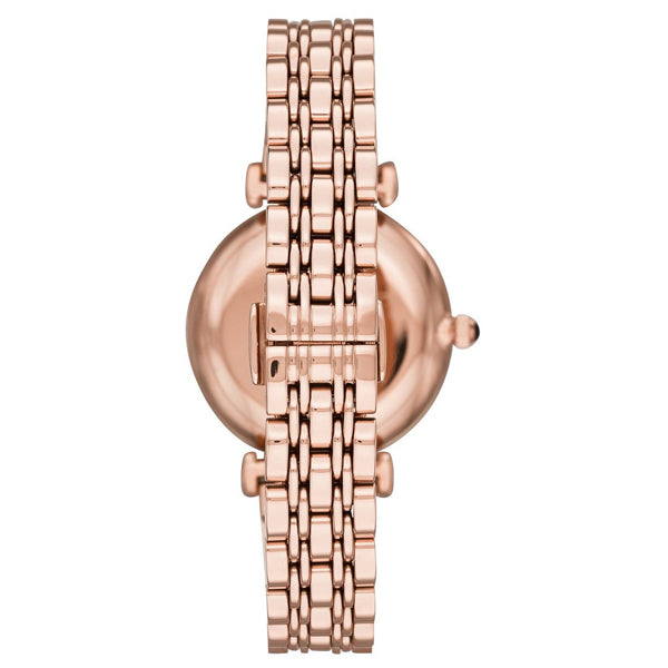 Emporio Armani Gianni T Bar Black Dial Rose Gold Steel Strap Watch For Women - AR11206