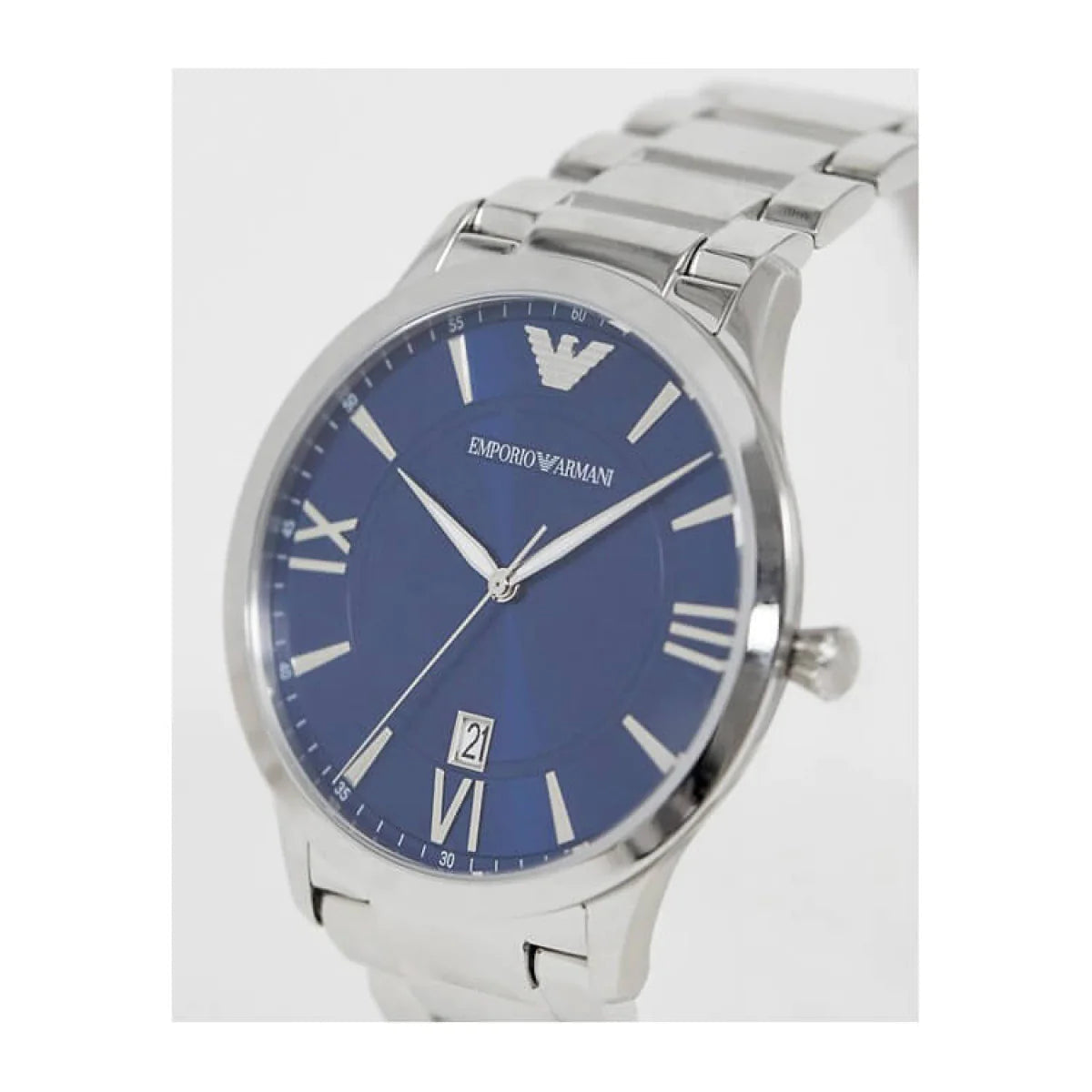 Emporio Armani Giovanni Quartz Blue Dial Silver Steel Strap Watch For Men - AR11227