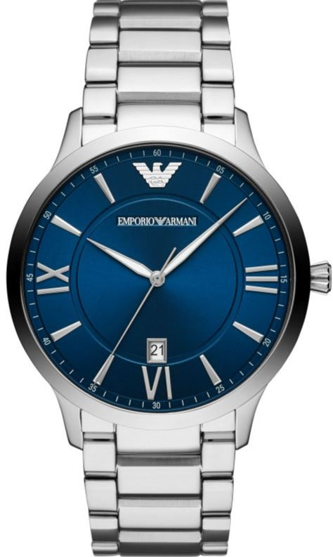 Emporio Armani Giovanni Quartz Blue Dial Silver Steel Strap Watch For Men - AR11227