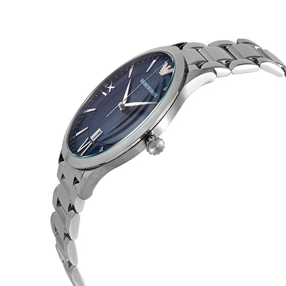 Emporio Armani Giovanni Quartz Blue Dial Silver Steel Strap Watch For Men - AR11227