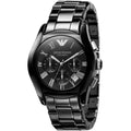 Emporio Armani Valente Chronograph Ceramic Black Dial Black Steel Strap Watch For Men - AR1400