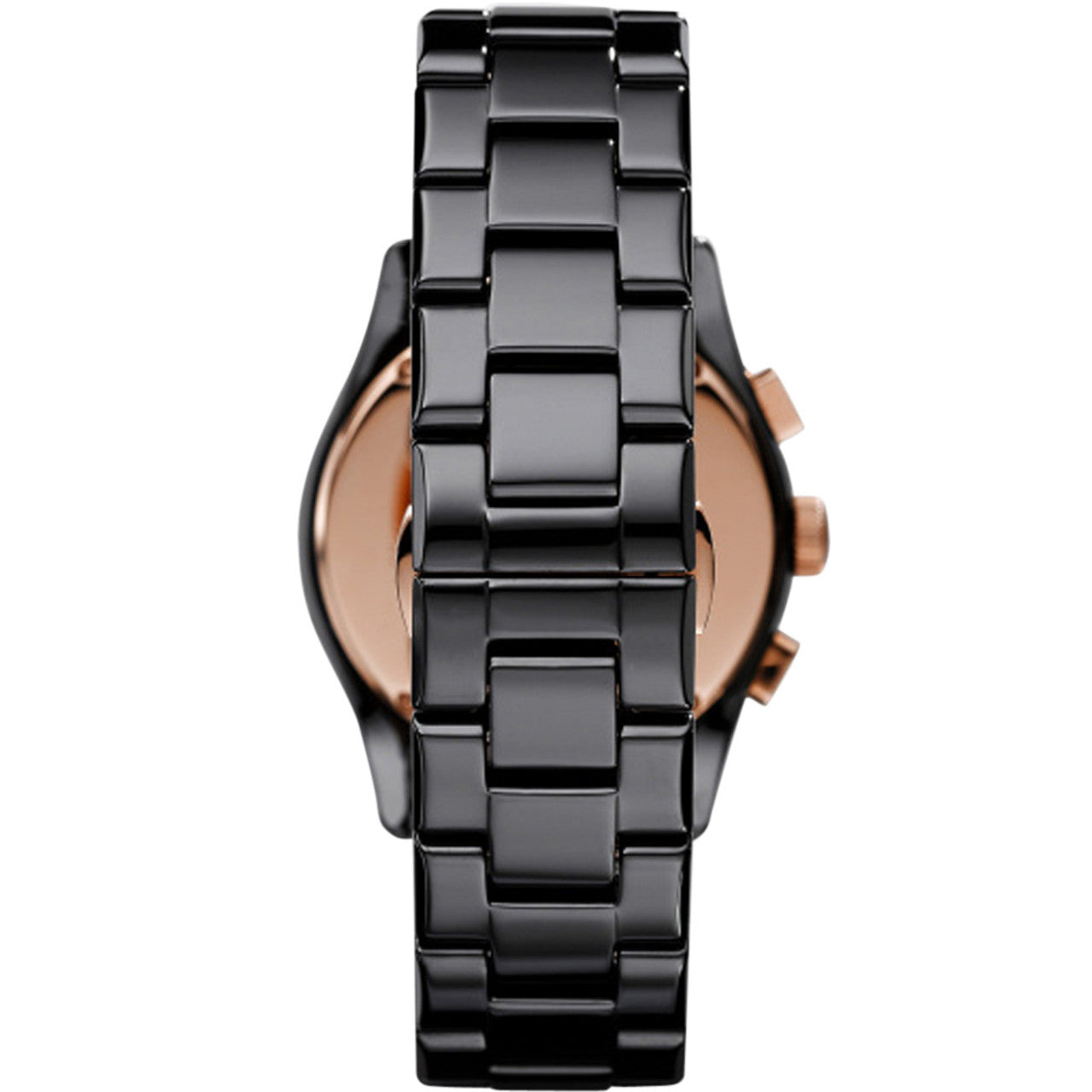 Emporio Armani Valente Ceramica Chronograph Black Dial Black Steel Strap Watch For Men - AR1410