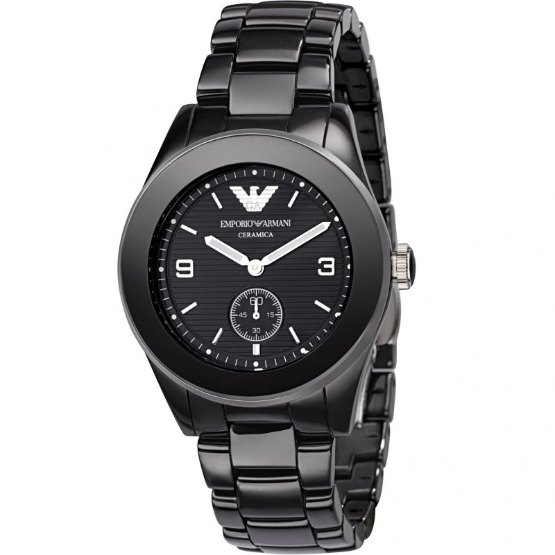 Emporio Armani Ceramica Quartz Black Dial Black Steel Strap Watch For Women - AR1402