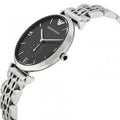 Emporio Armani Retro Black Dial Silver Steel Strap Watch For Men - AR1676