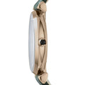 Emporio Armani Retro Champagne Beige Dial Green Leather Strap Watch For Women - AR1726