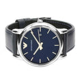 Emporio Armani Classic Quartz Blue Dial Black Leather Strap Watch For Men - AR1731