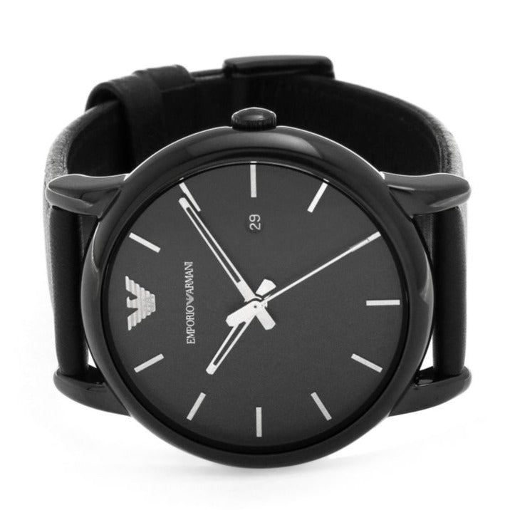 Emporio Armani Luigi Black Dial Black Leather Strap Watch For Men - AR1732