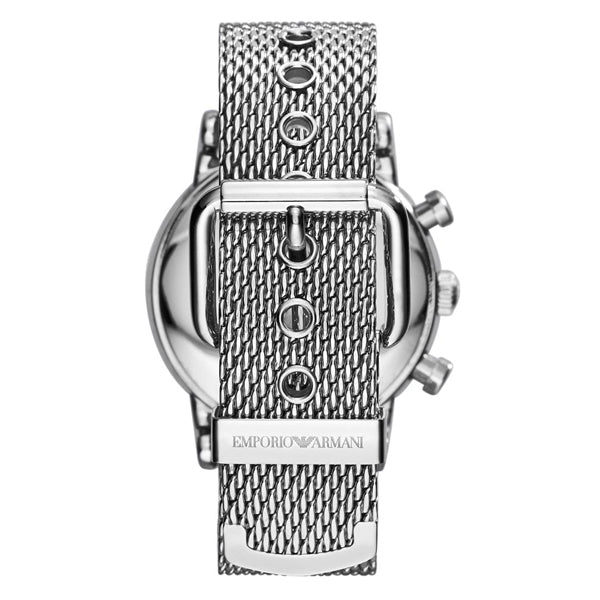 Emporio Armani Classic Chronograph Black Dial Silver Mesh Bracelet Watch For Men - AR1808