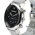 Emporio Armani Classic Chronograph Black Dial Silver Mesh Bracelet Watch For Men - AR1808