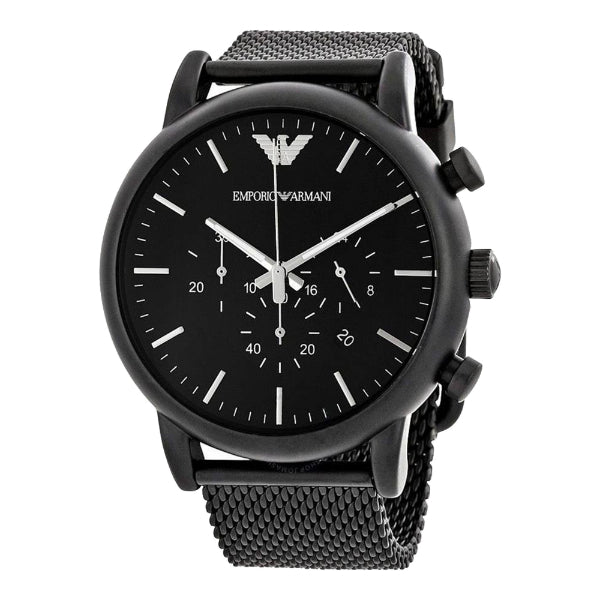 Emporio Armani Sport Chronograph Black Dial Black Mesh Bracelet Watch For Men - AR1968