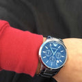 Emporio Armani Renato Chronograph Blue Dial Silver Steel Strap Watch For Men - AR2448