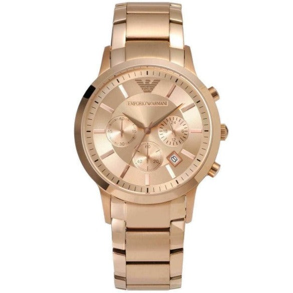 Emporio Armani Classic Chronograph Rose Gold Dial Rose Gold Steel Strap Watch For Men - AR2452