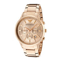 Emporio Armani Classic Chronograph Rose Gold Dial Rose Gold Steel Strap Watch For Men - AR2452