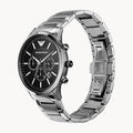 Emporio Armani Sportivo Chronograph Black Dial Silver Steel Strap Watch For Men - AR2460