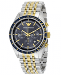 Emporio Armani Tazio Chronograph Blue Dial Two Tone Steel Strap Watch For Men - AR6088