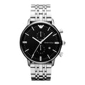 Emporio Armani Gianni Chronograph Black Dial Silver Steel Strap Watch For Men - AR80009