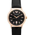 Emporio Armani Classic Black Dial Black Leather Strap Watch For Women - AR9022