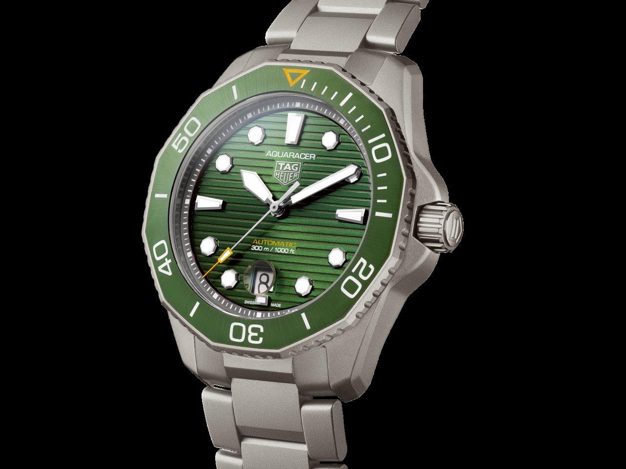 Tag Heuer Aquaracer Professional 300 Automatic Green Dial Silver Steel Strap Watch for Men - WBP208B.BF0631