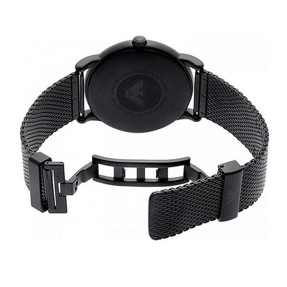 Emporio Armani Luigi White Dial Black Mesh Bracelet Watch For Men - AR11046