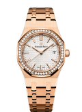 Audemars Piguet Royal Oak Quartz White Dial Rose Gold Steel Strap Watch for Women - 67651OR.ZZ.1261OR.01