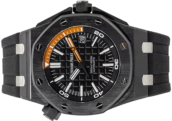 Audemars Piguet Royal Oak Offshore Diver Black Dial Black Rubber Strap Watch for Men - 15707CE.OO.A002CA.01