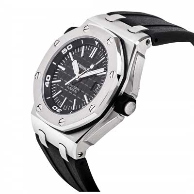 Audemars Piguet Royal Oak Offshore Diver Black Dial Black Rubber Strap Watch for Men - 15710ST.OO.A002CA.01