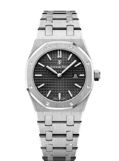 Audemars Piguet Royal Oak Quartz Black Dial Silver Steel Strap Watch for Women - 67650ST.OO.1261ST.01