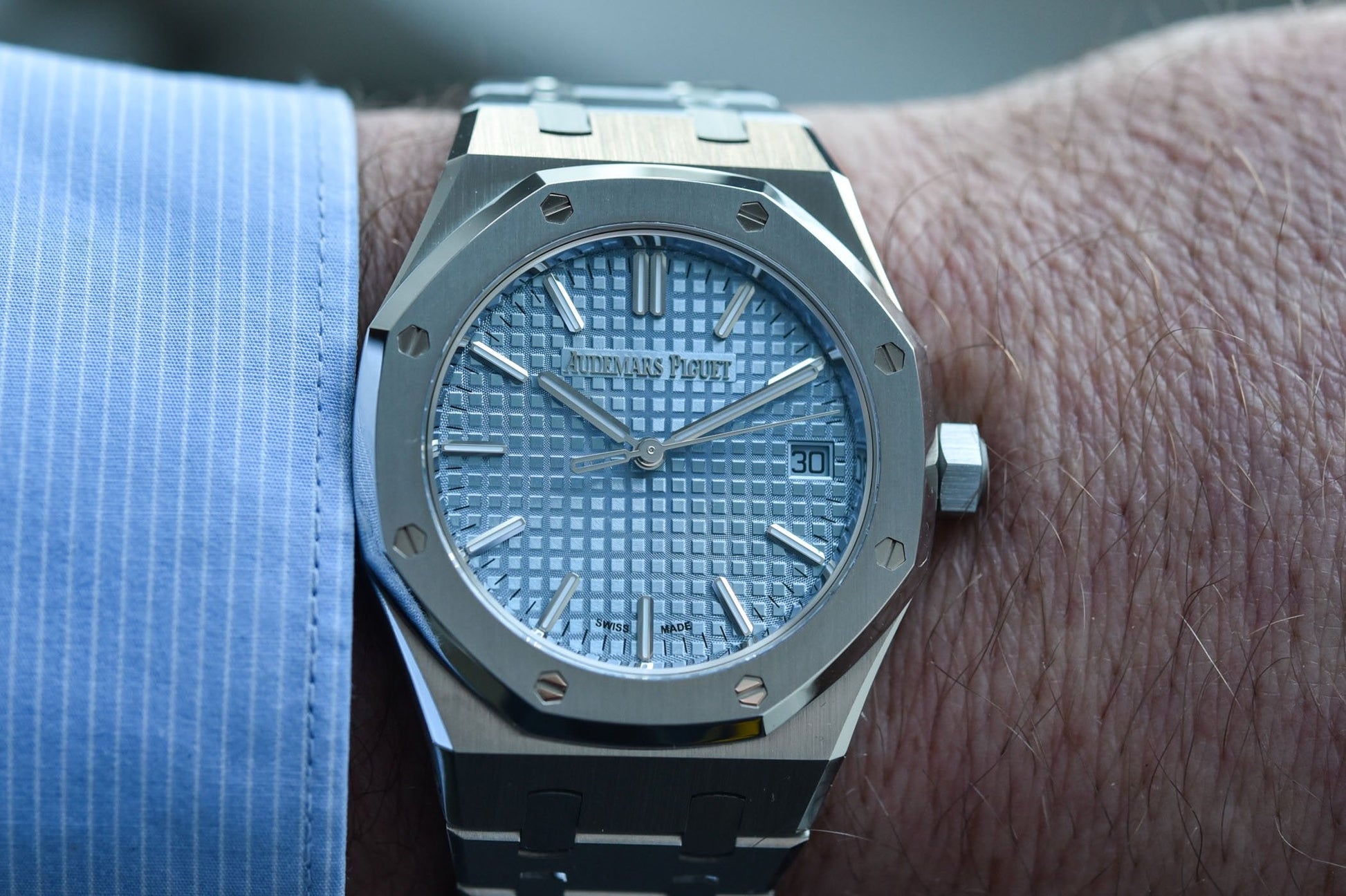 Audemars Piguet Royal Oak Grey Dial Silver Steel Strap Watch for Men - 15550ST.OO.1356ST.03