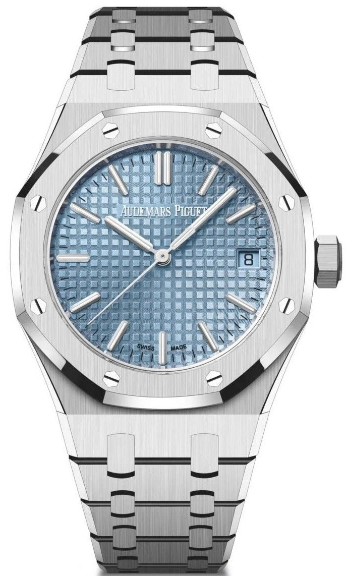 Audemars Piguet Royal Oak 50th Anniversary Light Blue Dial Silver Steel Strap Watch for Men - 15550ST.OO.1356ST.04