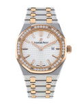 Audemars Piguet Royal Oak Quartz Diamonds White Dial Two Tone Steel Strap Watch for Women - 67651SR.ZZ.1261SR.01