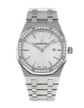 Audemars Piguet Royal Oak Quartz Diamonds White Dial Silver Steel Strap Watch for Women - 67651ST.ZZ.1261ST.01