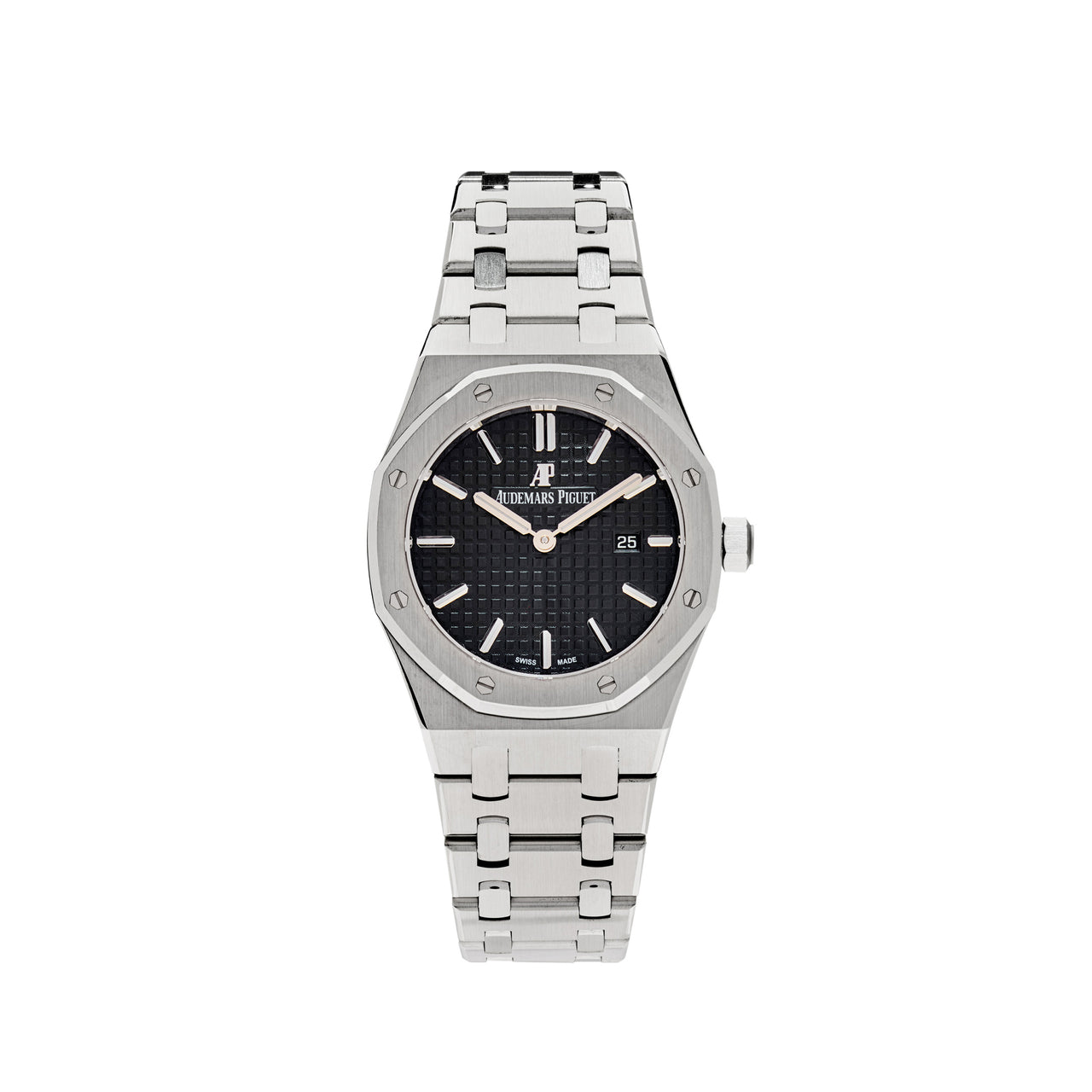 Audemars Piguet Royal Oak Quartz Black Dial Silver Steel Strap Watch for Women - 67650ST.OO.1261ST.01