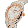 Audemars Piguet Royal Oak Quartz Diamonds White Dial Two Tone Steel Strap Watch for Women - 67651SR.ZZ.1261SR.01