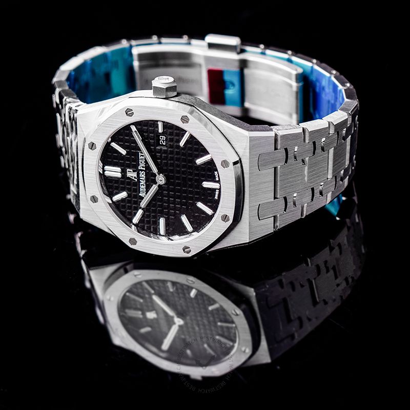 Audemars Piguet Royal Oak Quartz Black Dial Silver Steel Strap Watch for Women - 67650ST.OO.1261ST.01