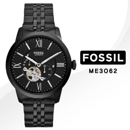 Fossil Townsman Multi Function Mechanical Black Dial Black Steel Strap Watch for Men - ME3062