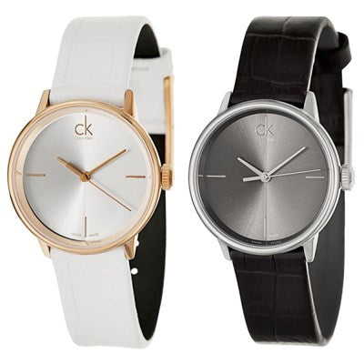 Calvin Klein Accent Black Dial Black Leather Strap Watch for Women  - K2Y2Y1C3