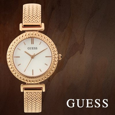 Guess Monroe Silver Dial Rose Gold Steel Strap Watch For Women - W1152L3