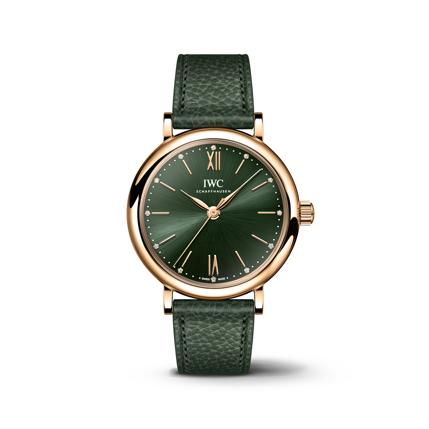 IWC Portofino Automatic Green Dial Green Leather Strap Watch for Women - IW357415