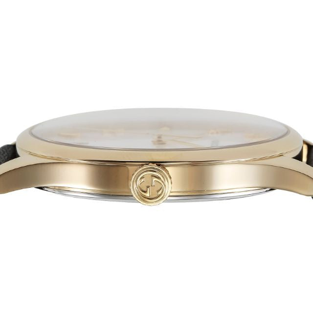 Gucci G-Timeless Quartz Mother of Pearl Dial Black Leather Strap Watch For Women - YA1264044