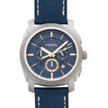 Fossil Machine Chronograph Blue Dial Blue Leather Strap Watch for Men - FS5262