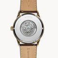 Fossil Flynn Mechanical Skeleton Beige Dial Brown Leather Strap Watch for Men - BQ2215