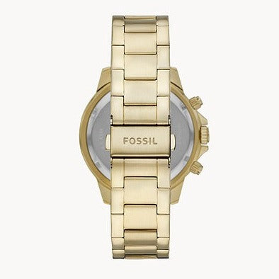 Fossil Bannon Multifunction Chronograph Green Dial Gold Steel Strap Watch for Men - BQ2493