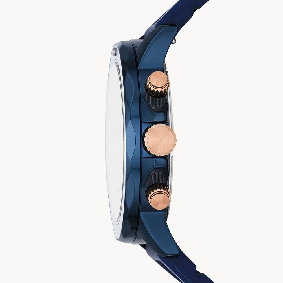 Fossil Bannon Multifunction Blue Dial Blue Silicone Strap Watch for Men - BQ2498