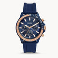 Fossil Bannon Multifunction Blue Dial Blue Silicone Strap Watch for Men - BQ2498